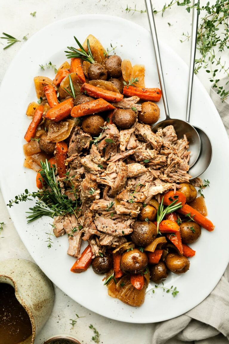 Easy Crock Pot Pork Roast Recipe With Vegetables and Gravy