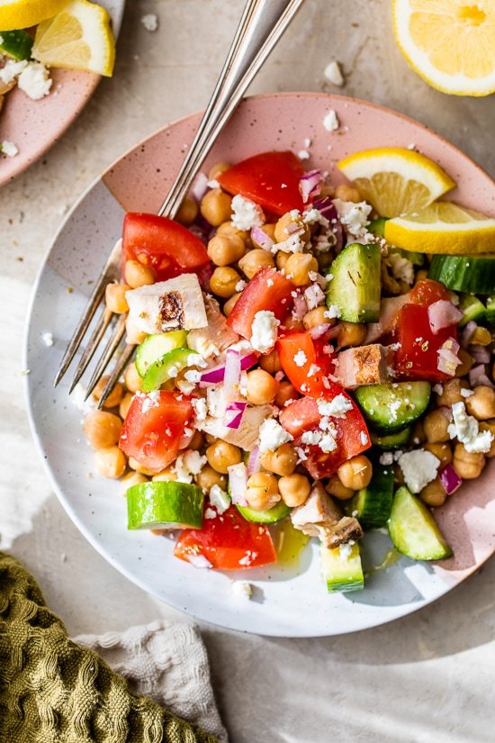 Grilled Chicken Chickpea Salad (High Protein Lunch Idea)