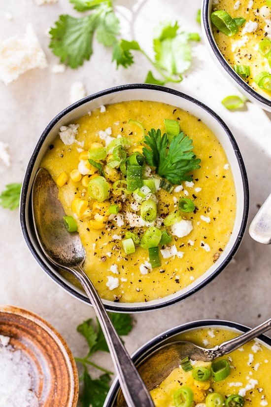 Creamy Corn Soup with Queso Fresco