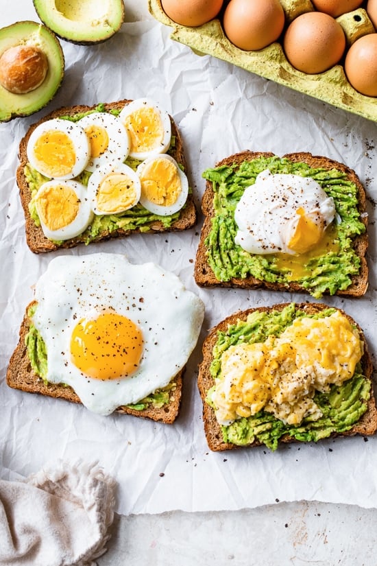 Avocado Toast with Egg (4 Ways)