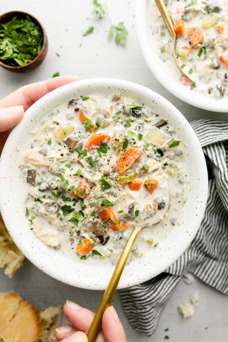 Creamy Slow Cooker Chicken and Wild Rice Soup (Easy and gluten-free)