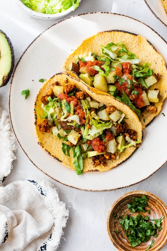 Tofu Tacos with Potatoes and Jalapeños