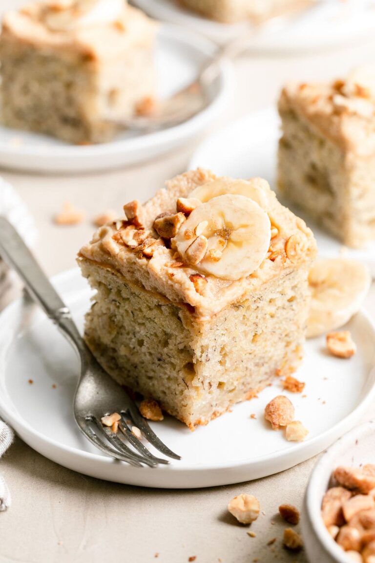 Banana Cake with Peanut Butter Frosting (Dairy Free Option)