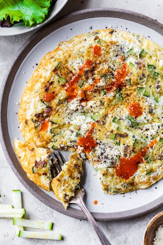 High-Protein Zucchini Omelet for One