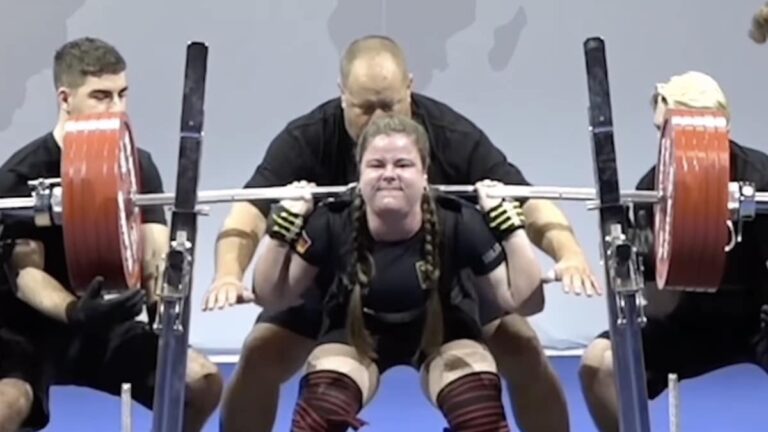 Powerlifter Sonja Stefanie Krüger (76KG) Squats World Record 280.5 Kilograms (618.4 Kilos) at 2022 IPF Equipped Worlds