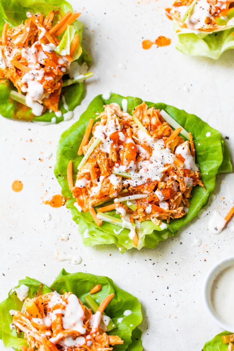 Buffalo Chicken Lettuce Wraps (Slow Cooker, Quick Pot)