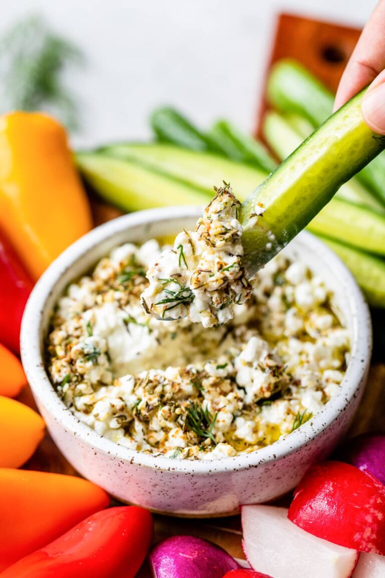 High-Protein Cottage Cheese Veggie Dip with Za’atar