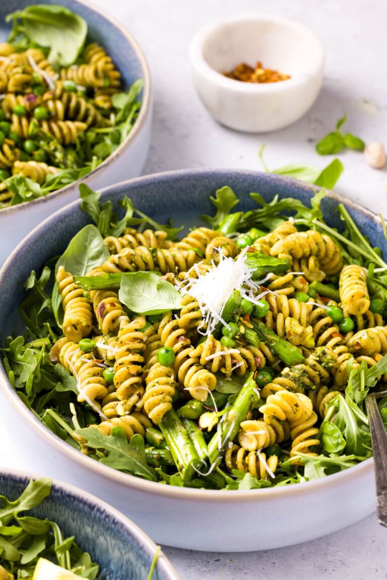 Pesto Pasta with Asparagus and Peas