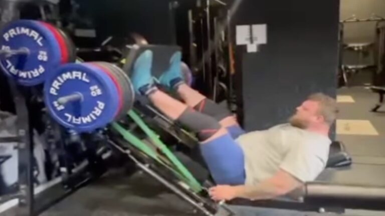 Tom Stoltman Leg Presses a Monstrous 800 Kilograms (1,763.7 Kilos) for Reps in Shaw Classic Training