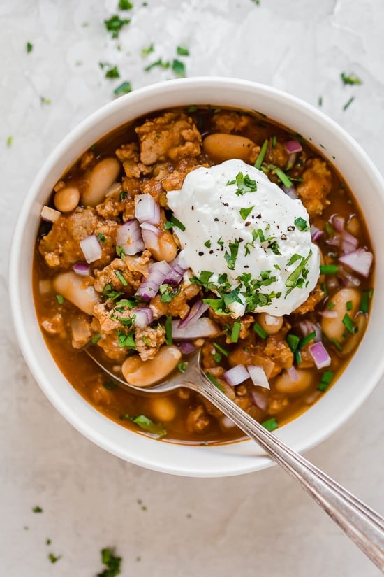 White Bean Pumpkin Turkey Chili (Slow Cooker or Easy Pot)